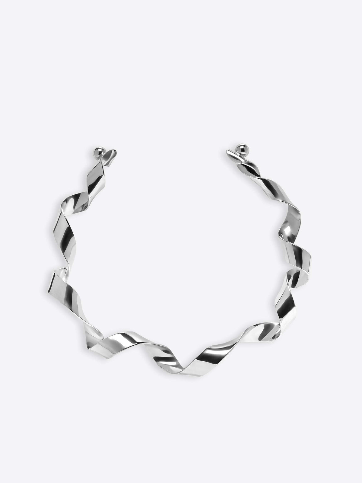 Silver twisted necklace on a white background - Dries Van Noten