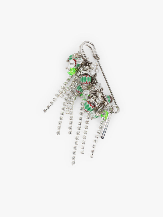 Decorative keychain with green accents and chain on a white background - Dries Van Noten