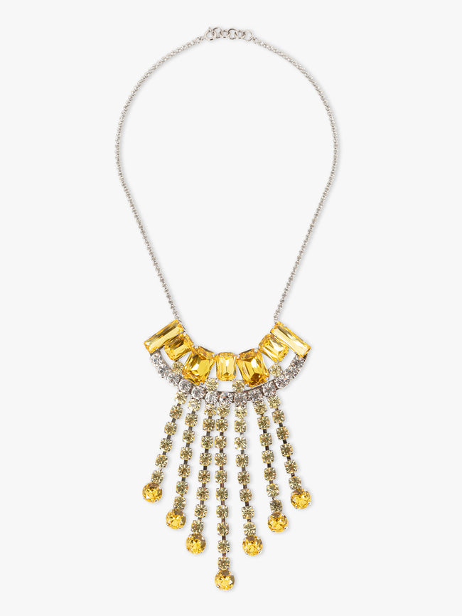 Gold necklace with fringe design on a white background - Dries Van Noten