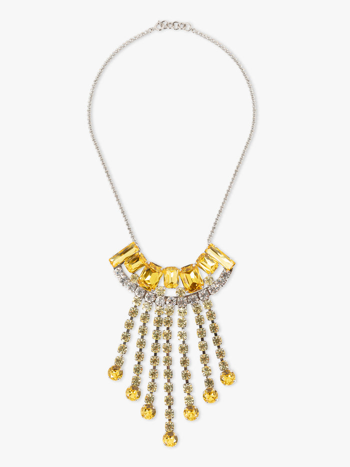 Gold necklace with fringe design on a white background - Dries Van Noten