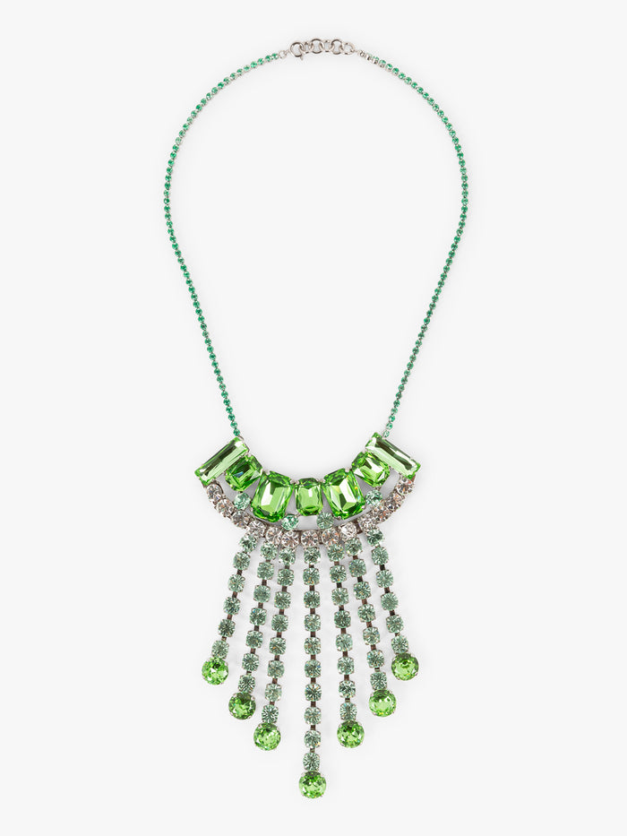Green gemstone necklace with a white background - Dries Van Noten