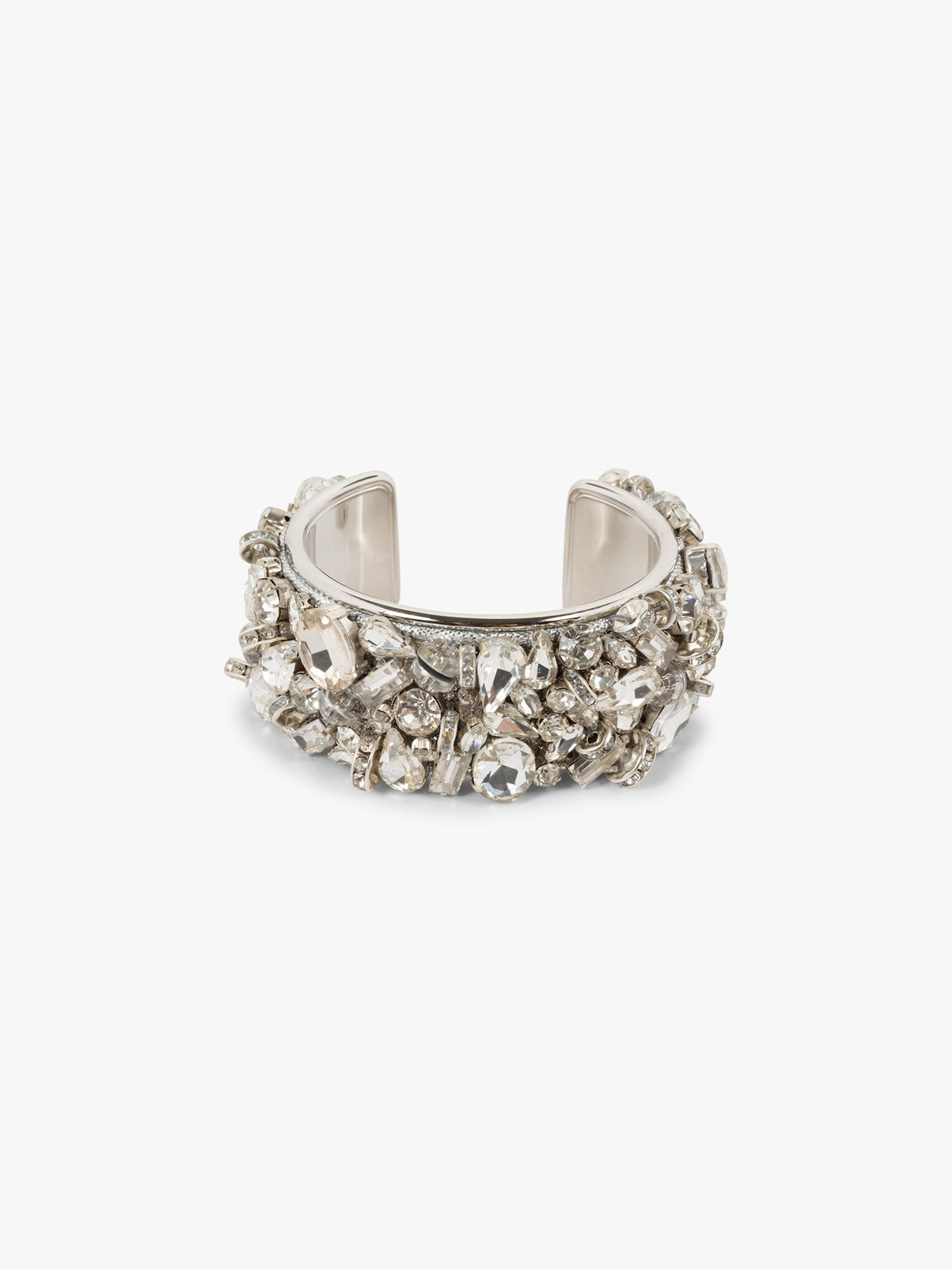 Silver ring with gemstones on a white background - Dries Van Noten