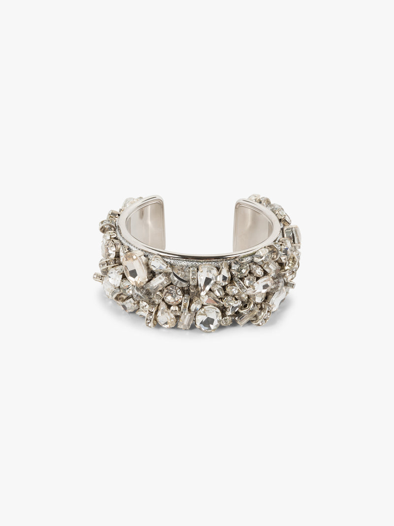 Silver ring with gemstones on a white background - Dries Van Noten