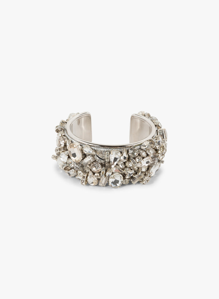 Silver ring with gemstones on a white background - Dries Van Noten
