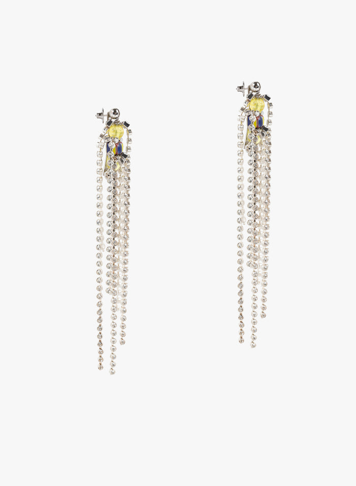 Long earrings on a white background. - Dries Van Noten