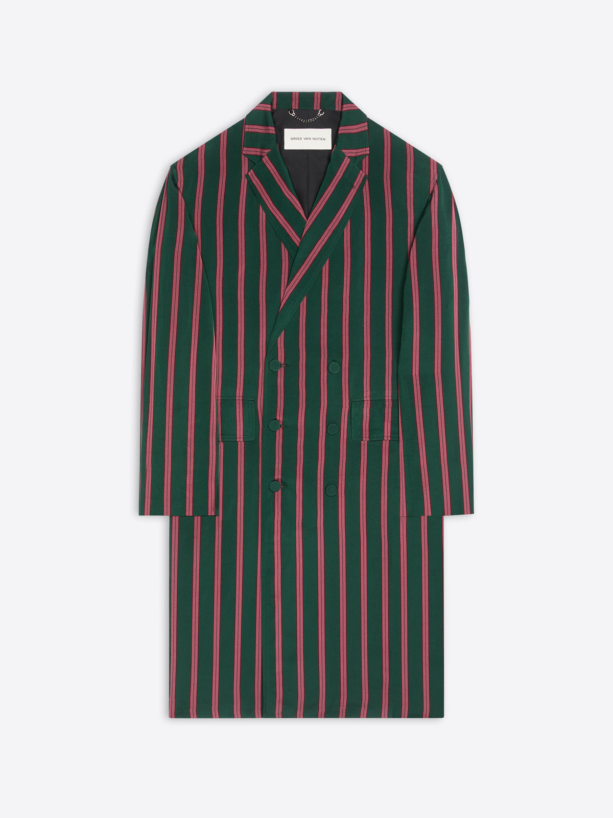 Green and red striped dress on a white background