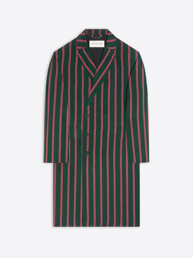 Green and red striped dress on a white background