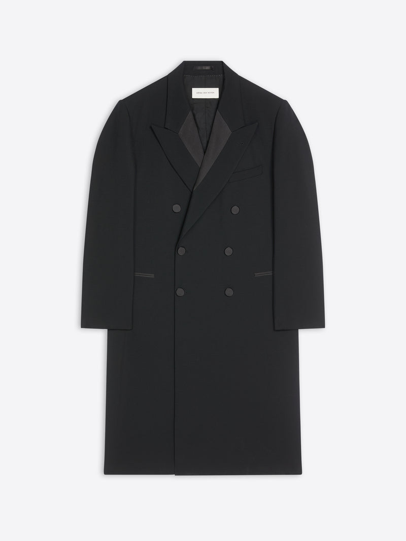 Black overcoat on a white background - Dries Van Noten