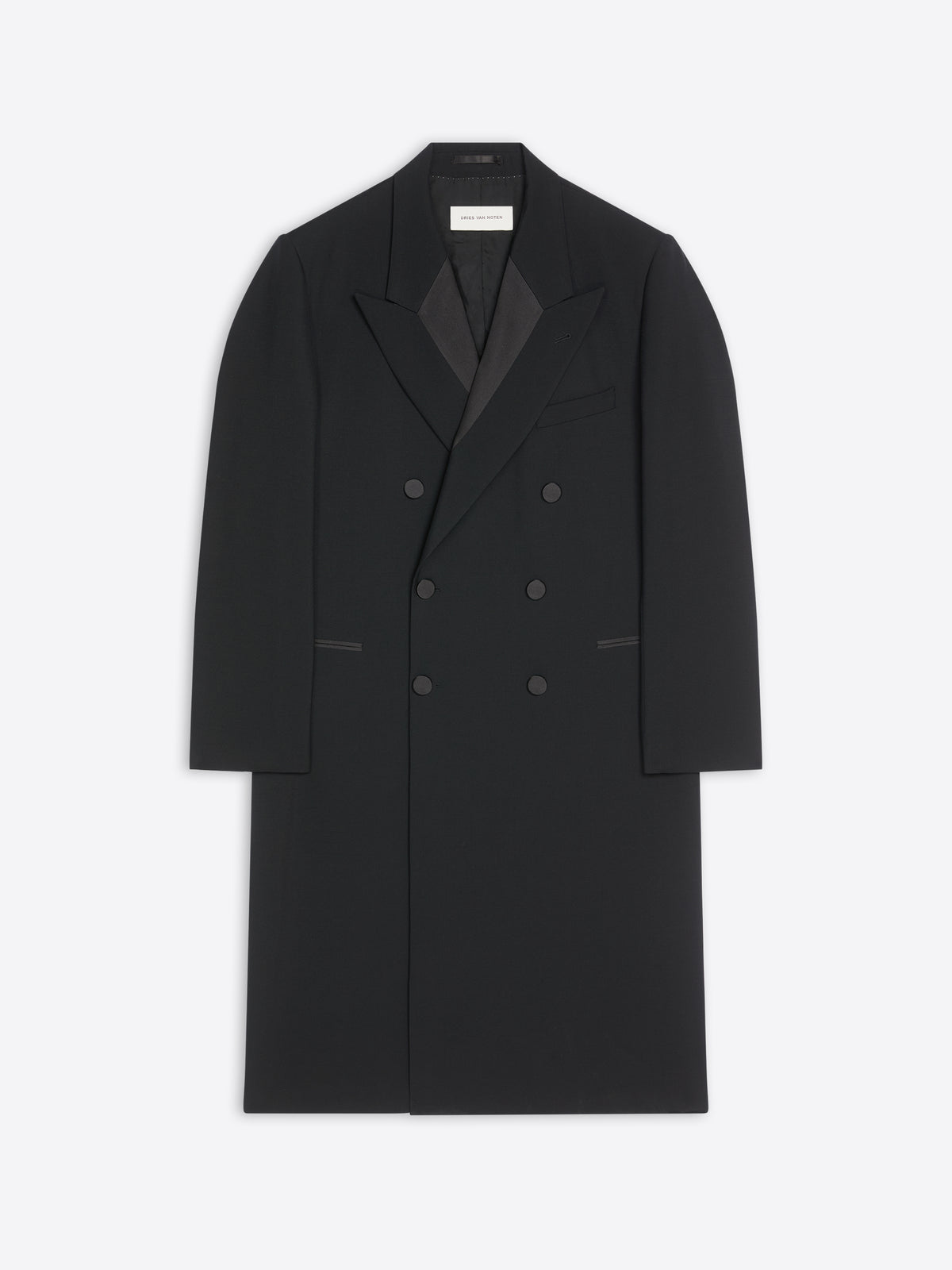 Black overcoat on a white background - Dries Van Noten