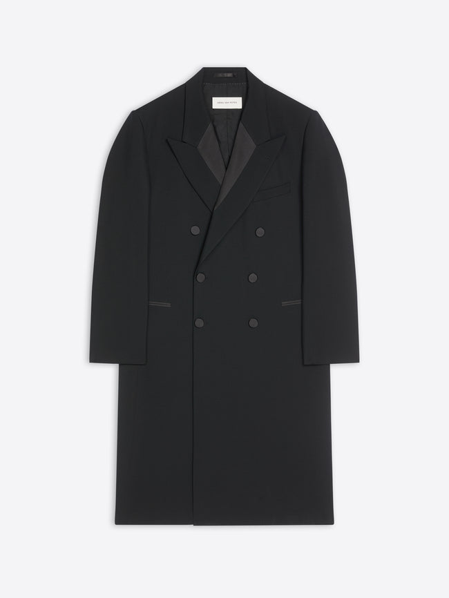 Black overcoat on a white background - Dries Van Noten