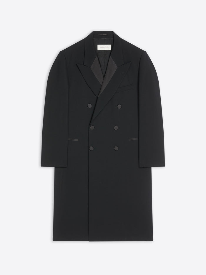 Black overcoat on a white background - Dries Van Noten
