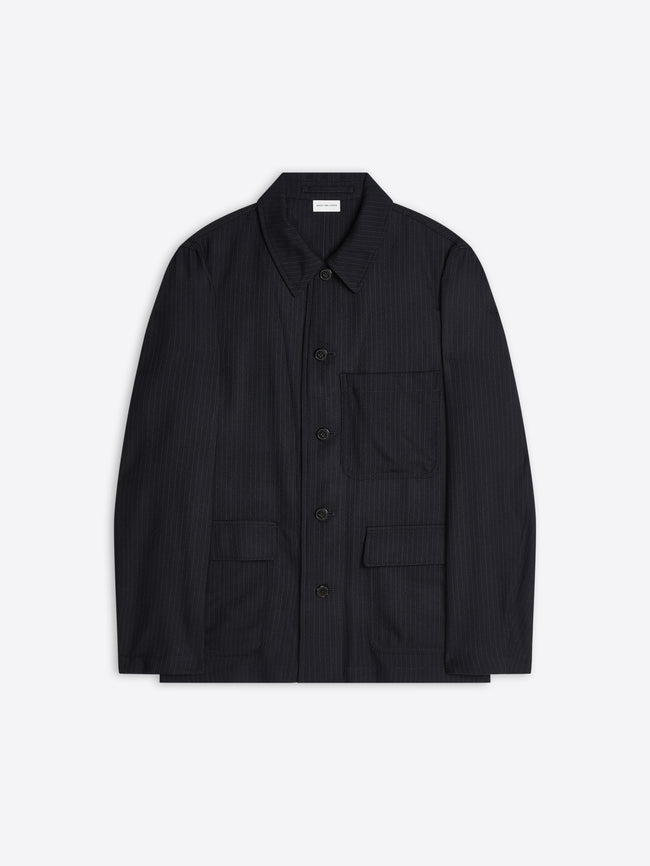 Black shirt with two front pockets on a white background