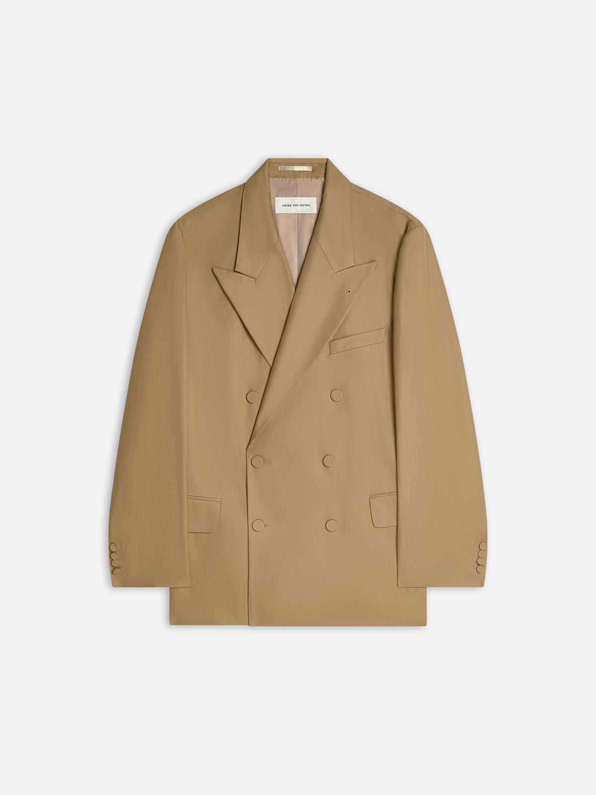 Beige trench coat on a light gray background
