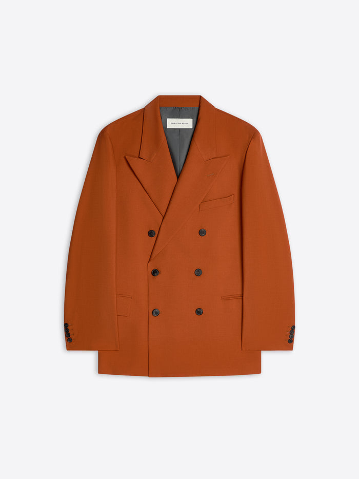 Brown coat with black buttons on a white background