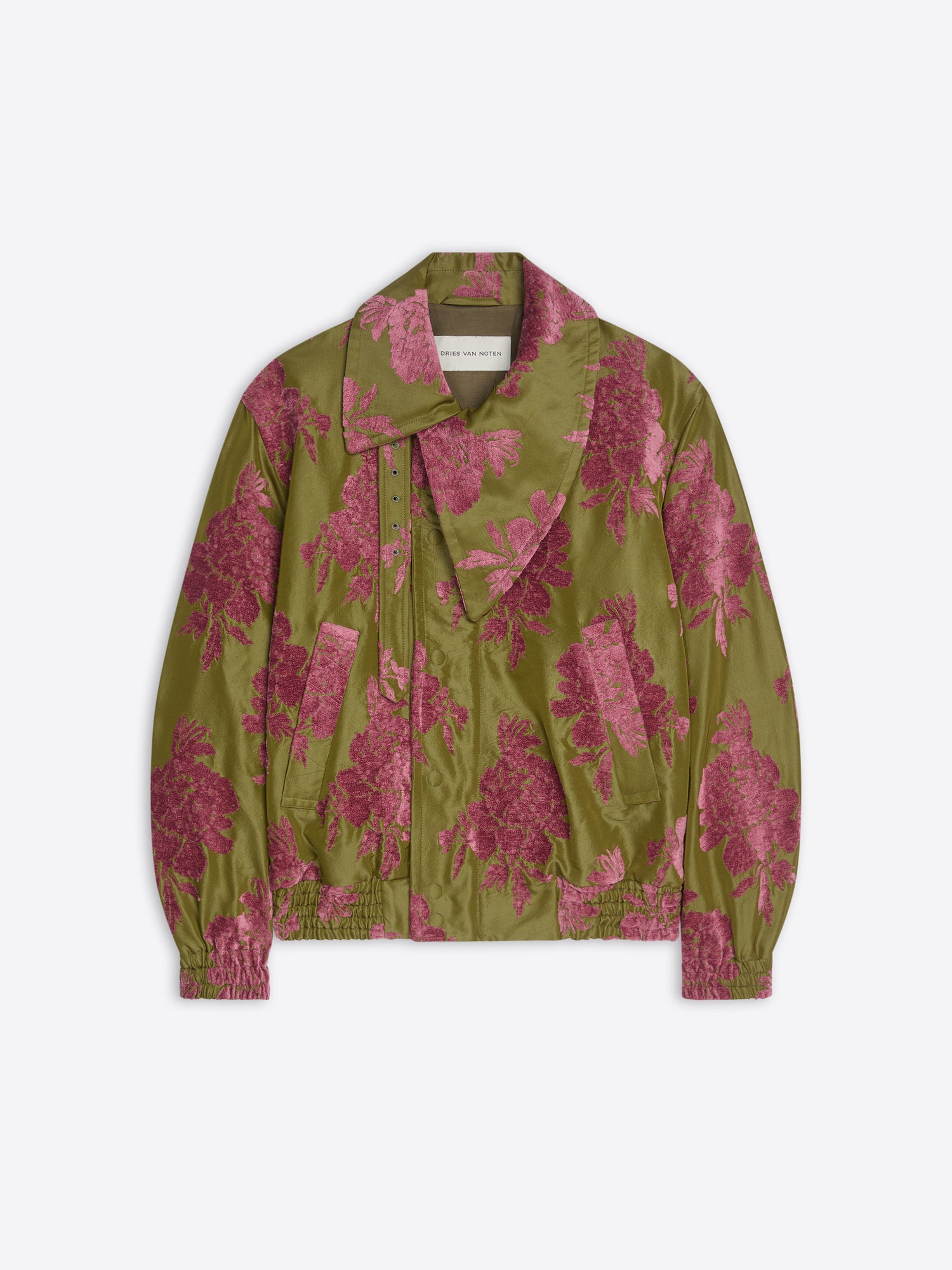 Green and pink floral patterned shirt on a white background - Dries Van Noten