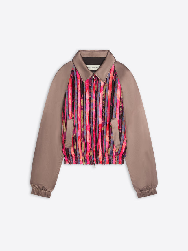 Jacket with a patterned front section on a white background - Dries Van Noten