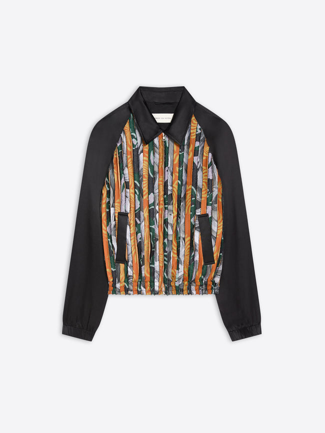 Vest with colorful striped pattern on a white background