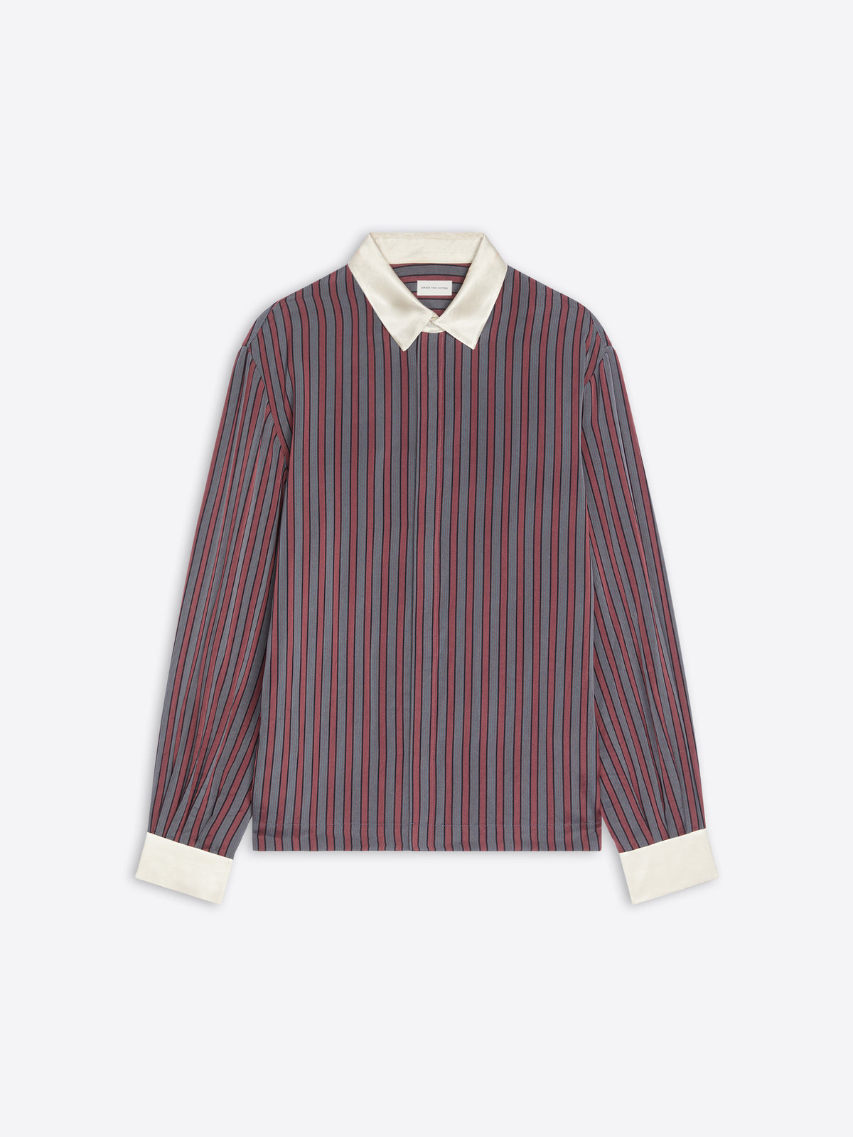 Striped shirt with a white collar on a light gray background - Dries Van Noten