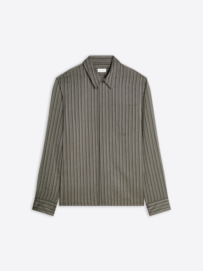 Green striped shirt on a white background
