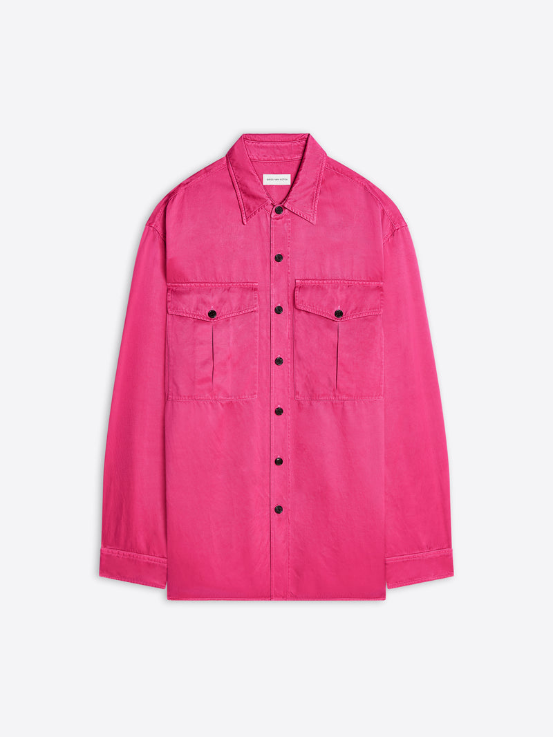 Pink jacket with black buttons on a white background - Dries Van Noten