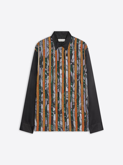 Long-sleeve shirt with a patterned design on a white background - Dries Van Noten