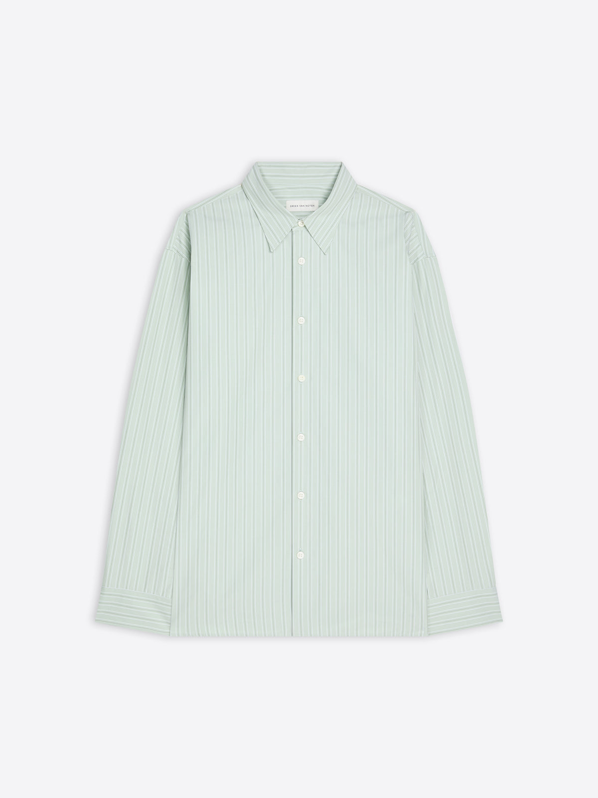 Light green striped shirt on a white background