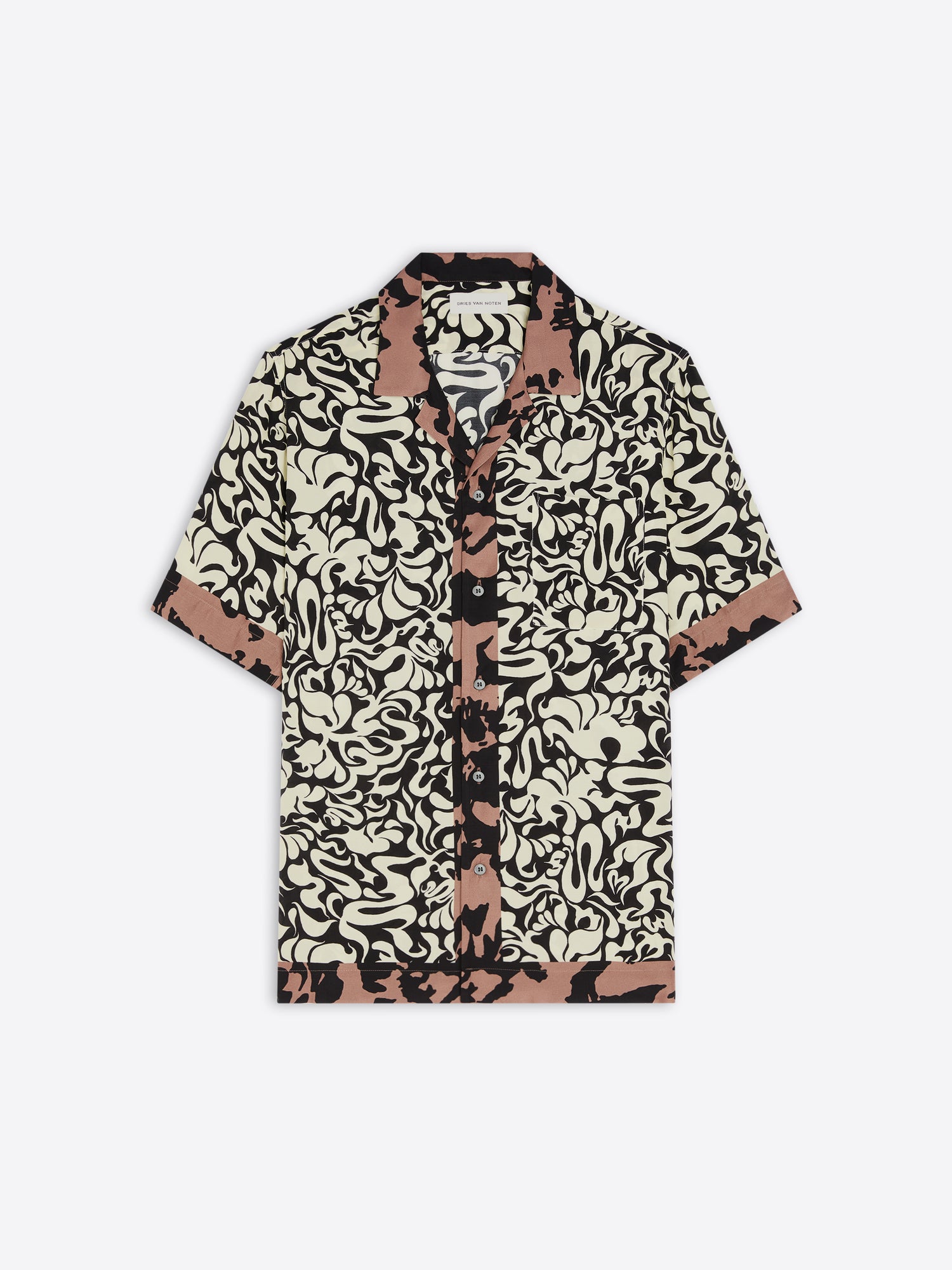 Short-sleeve shirt with abstract pattern on a white background - Dries Van Noten
