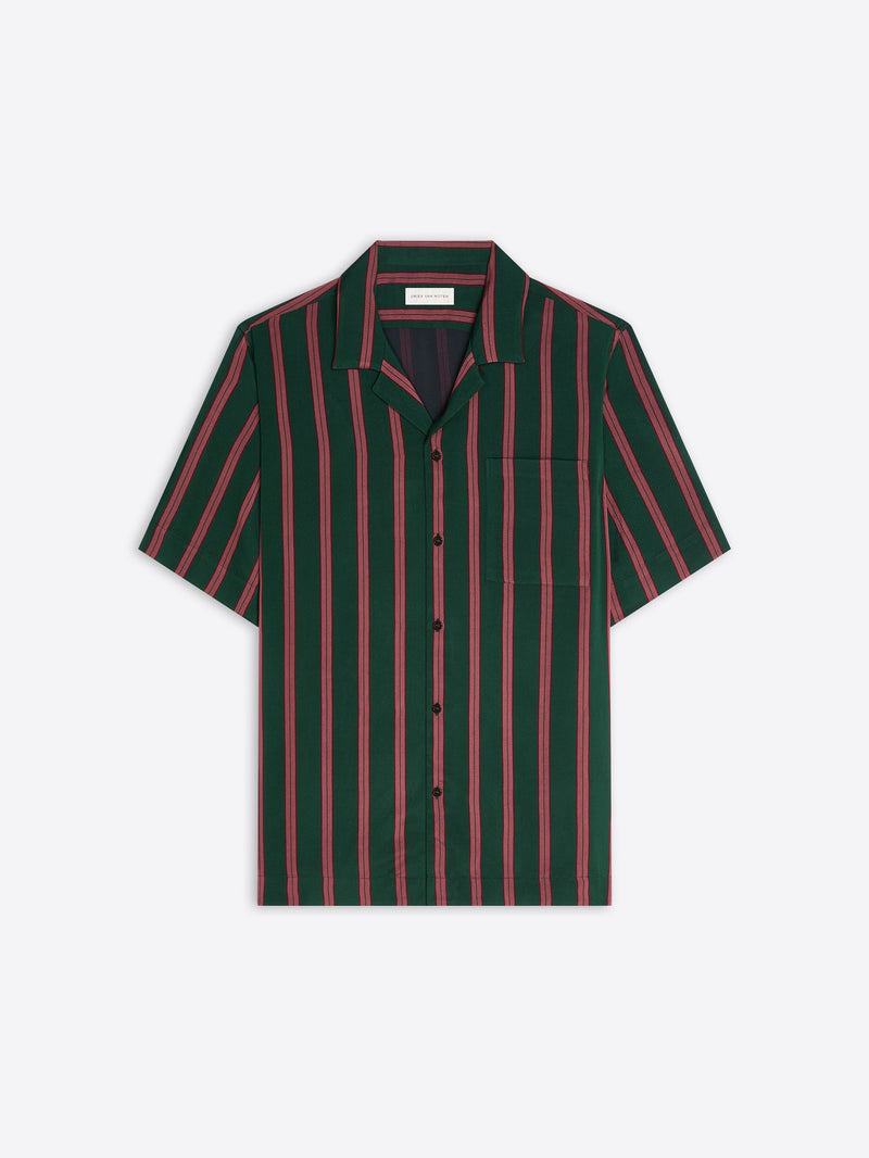 Green and red striped shirt on a white background