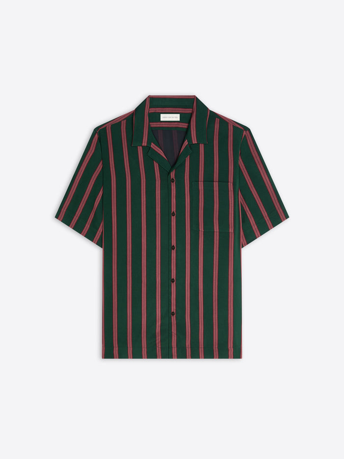 Green and red striped shirt on a white background