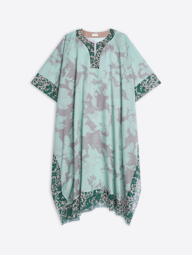 Light blue dress with floral patterns on a white background