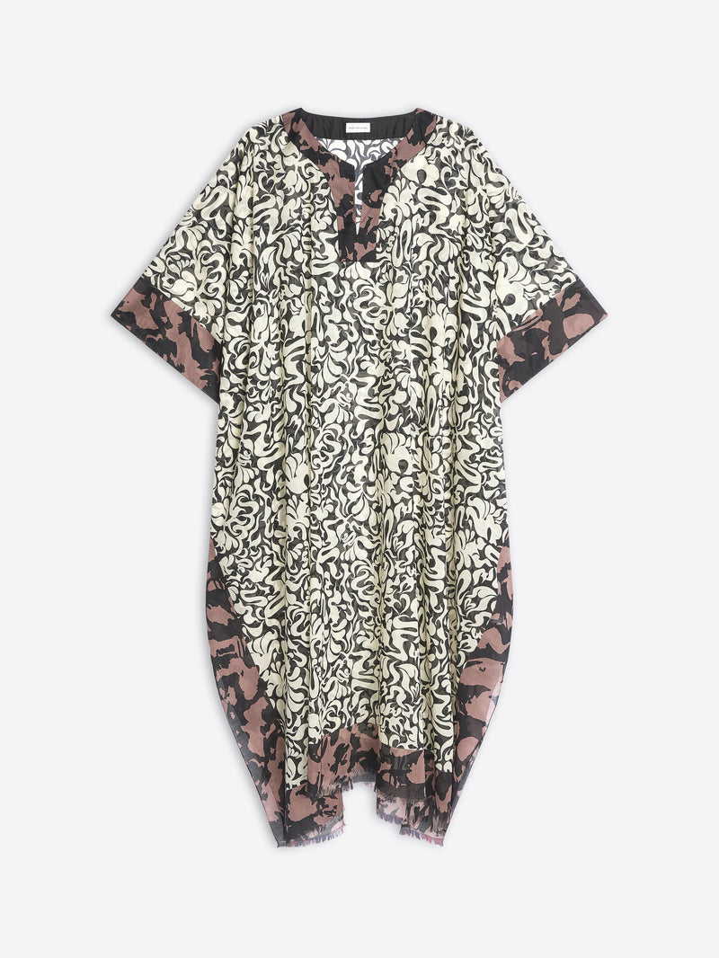 Floral patterned dress with a white background