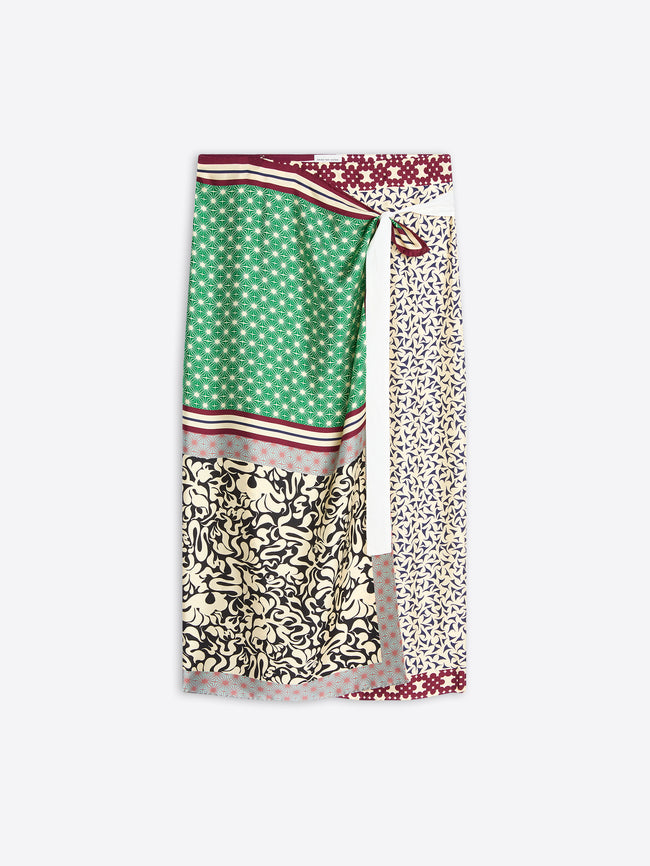 Multicolored patterned skirt on a white background