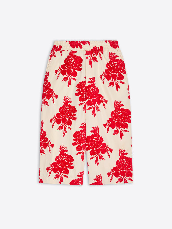 Red floral patterned pants on a white background - Dries Van Noten