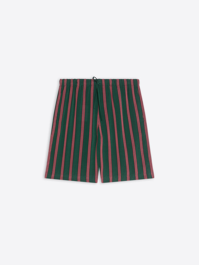 Green and red striped shorts on a white background - Dries Van Noten