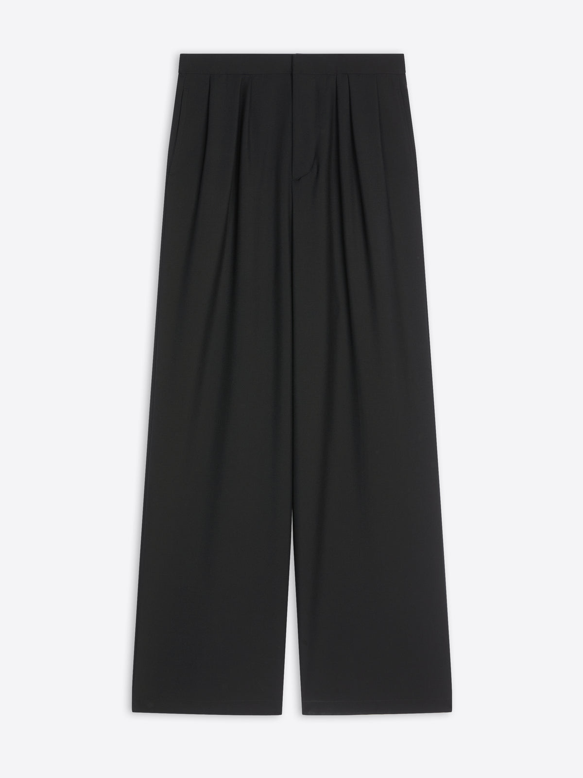 Black wide-leg pants on a white background