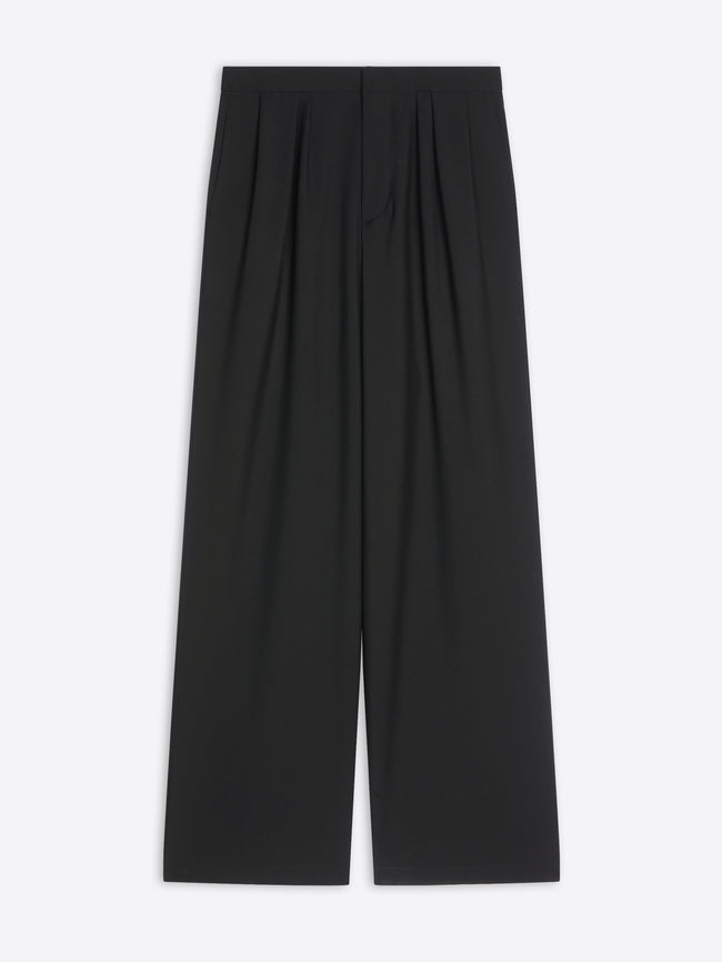 Black wide-leg pants on a white background