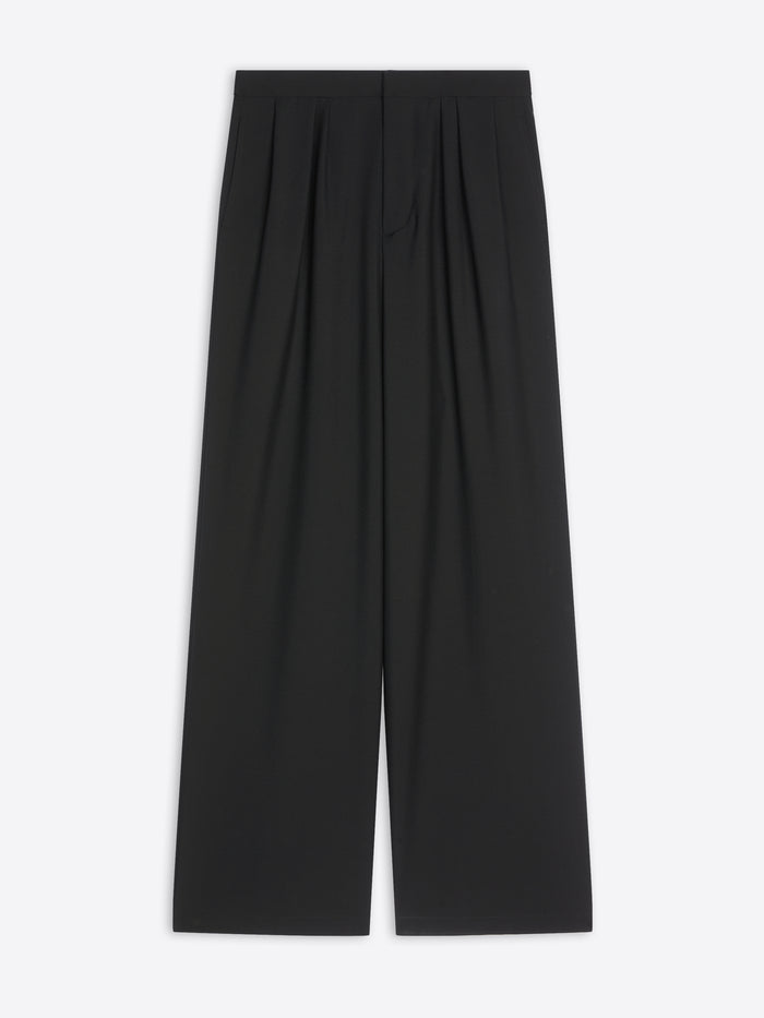 Black wide-leg pants on a white background