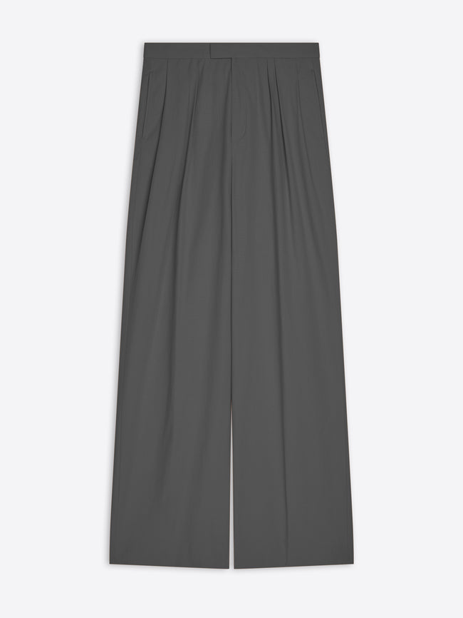 Dark gray wide-leg pants on a white background - Dries Van Noten