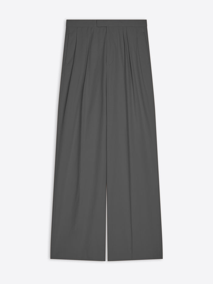 Dark gray wide-leg pants on a white background - Dries Van Noten