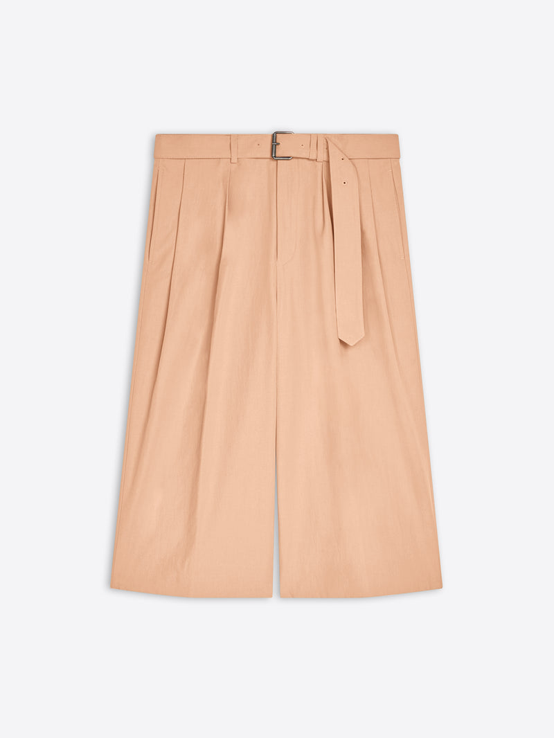 Beige shorts with a belt on a white background