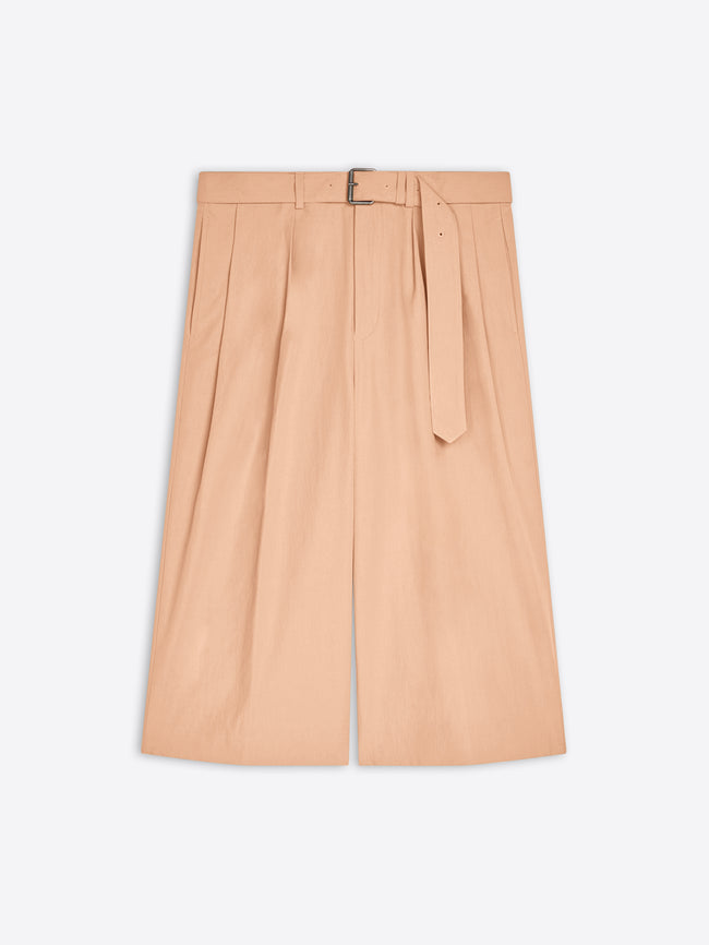 Beige shorts with a belt on a white background