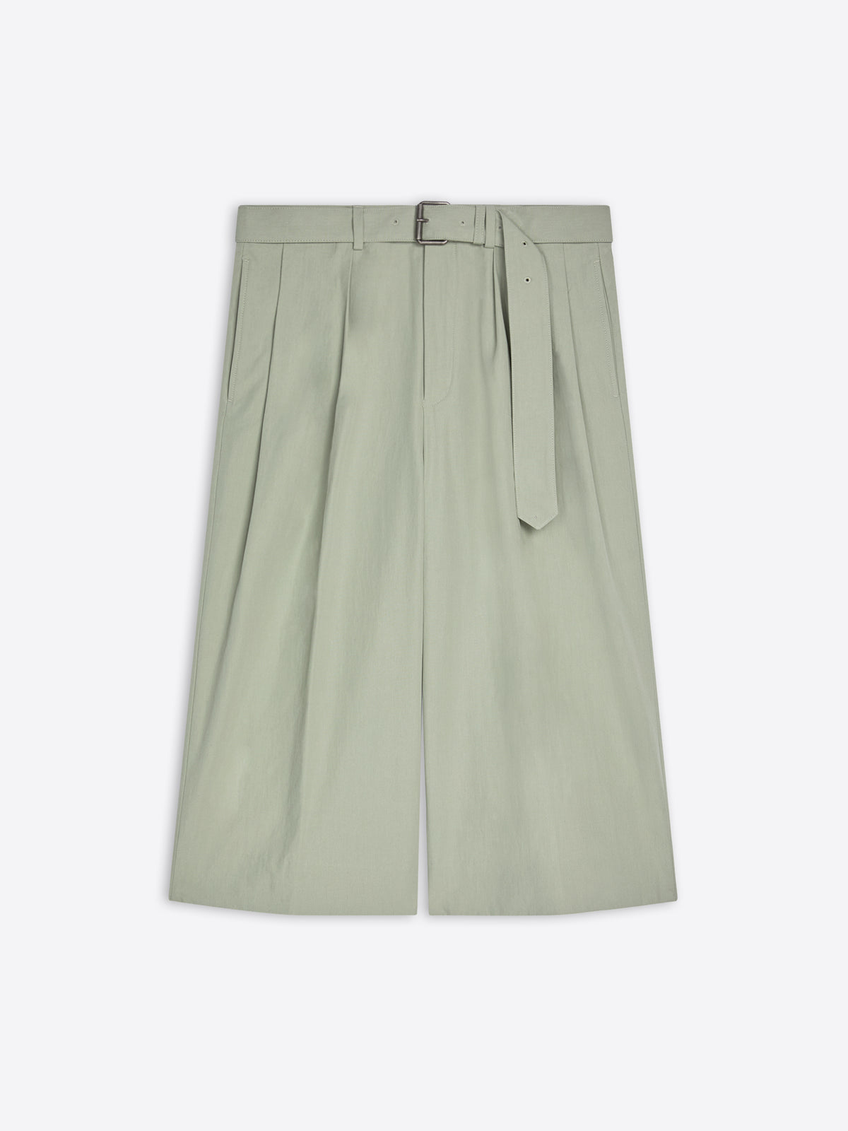 Light green shorts with a belt on a white background
