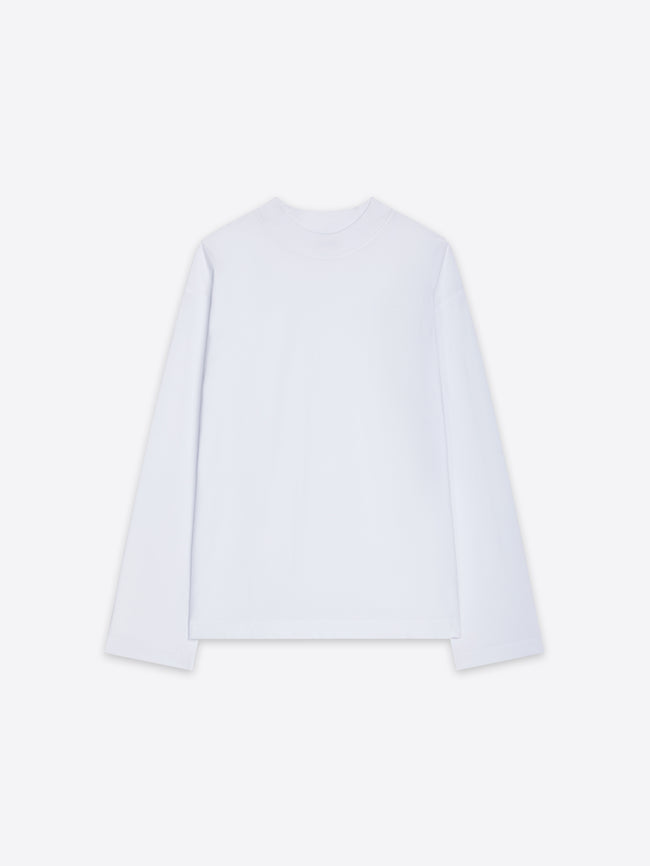 White long-sleeve shirt on a light gray background