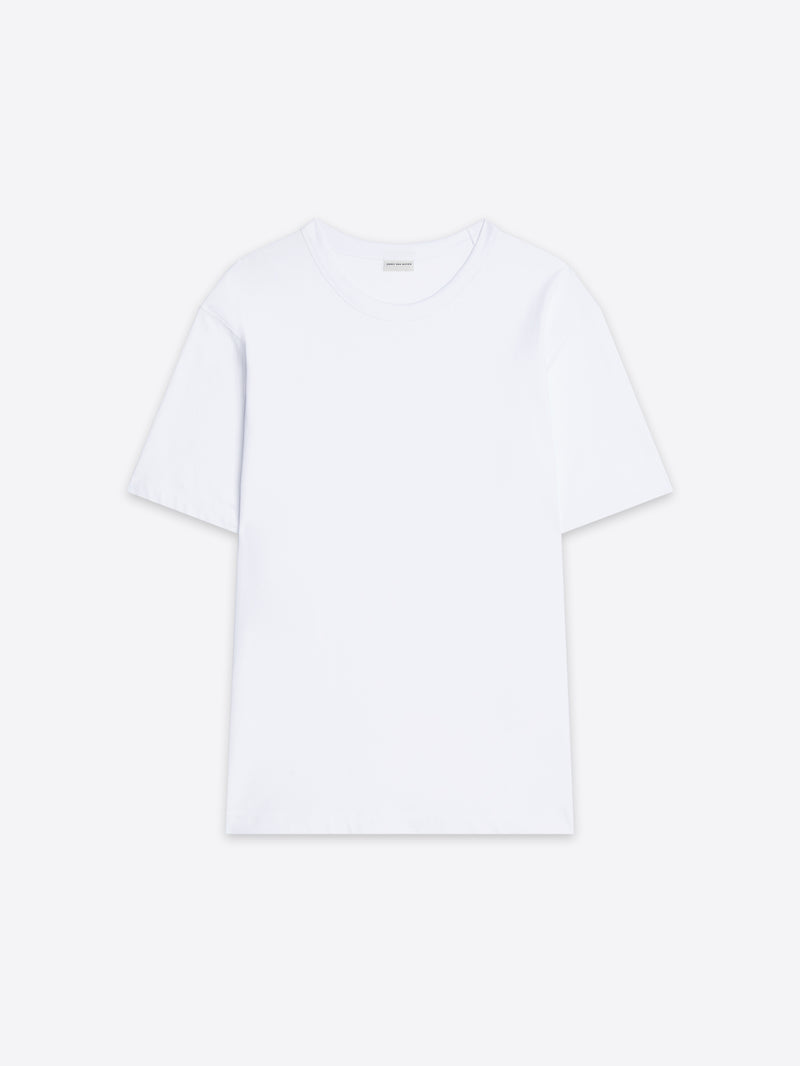 White t-shirt on a light gray background