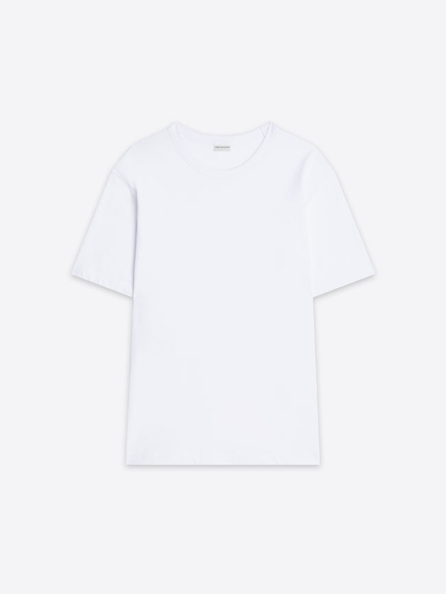 White t-shirt on a light gray background