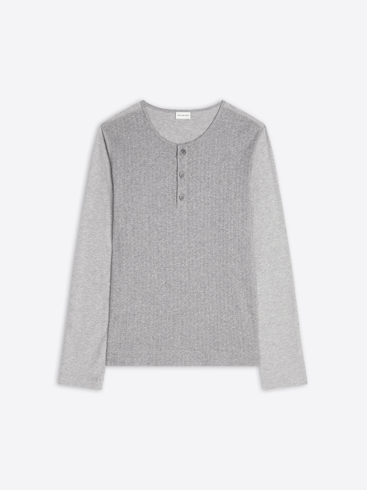Gray long-sleeve henley shirt on a white background - Dries Van Noten