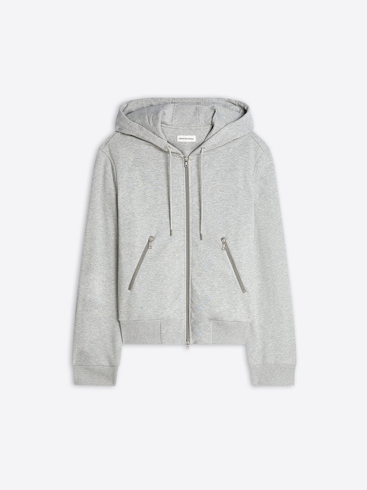 Gray hoodie with zippers on a white background