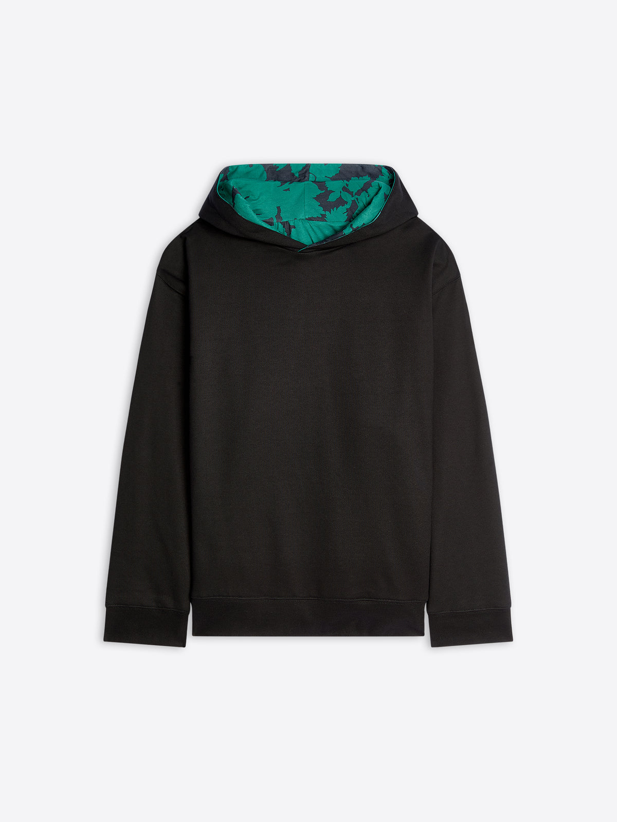 Black hoodie with green hood on a white background - Dries Van Noten