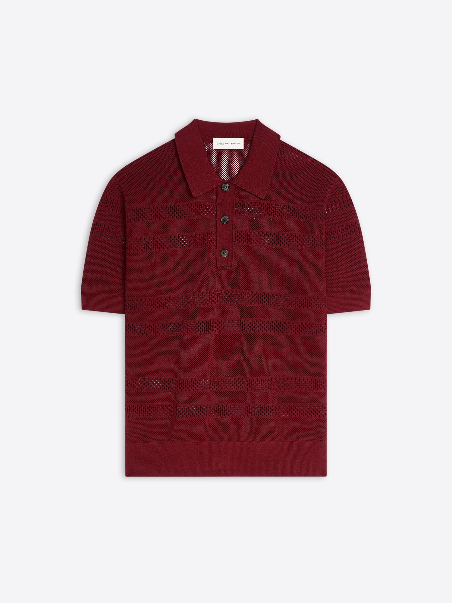 Red knitted polo shirt on a white background - Dries Van Noten