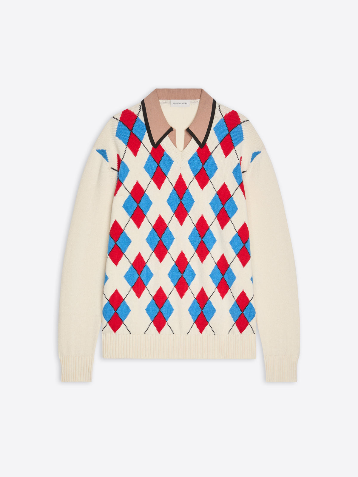 Polo patterned sweater on a white background